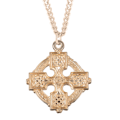 16kt Gold Plated Sterling Eastern Slavic Plain Cross , Catholic Gift, Made in USA