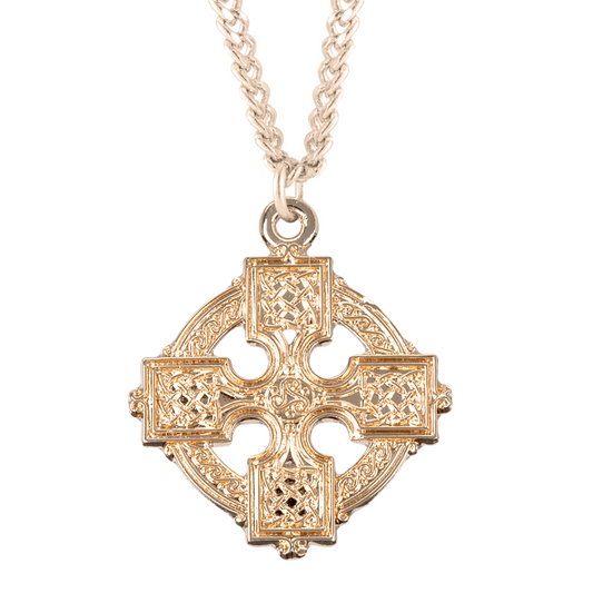16kt Gold Plated Sterling Eastern Slavic Plain Cross , Catholic Gift, Made in USA