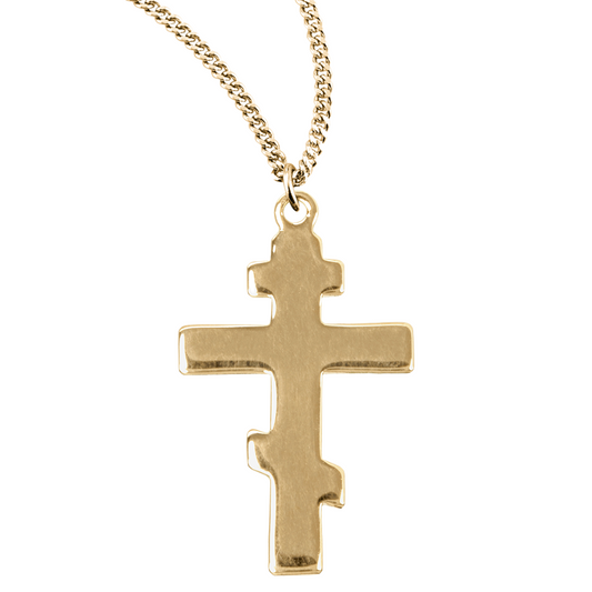 Gold Plated Sterling Silver Byzantine Cross, Catholic Gift, Made in USA