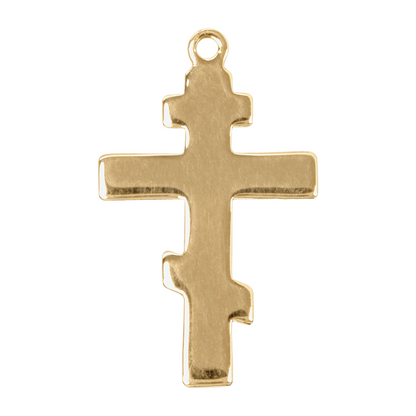 Byzantine Cross 16kt Gold over Sterling Silver Pendant — 18" Chain, Gift Box