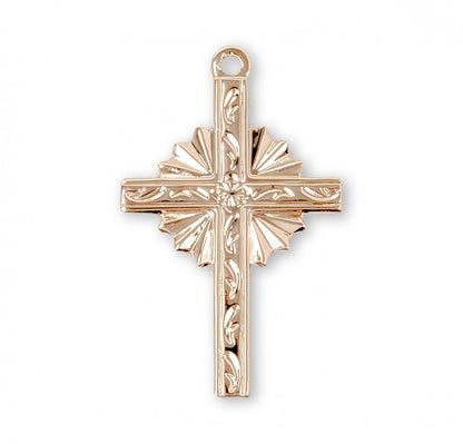 Medium Starburst Cross 16kt Gold Over Sterling Silver — 18" Chain, Gift Box