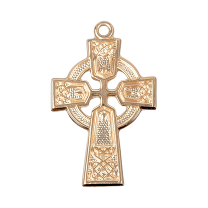 Irish Celtic Cross 16kt Gold over Sterling Silver Pendant — 18" Chain, USA Made