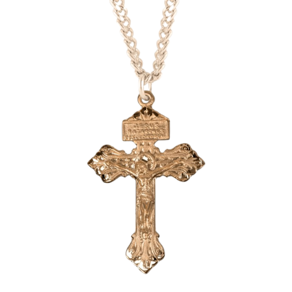 Gold Plated Sterling Silver "Pardon" Crucifix, Catholic Gift, Made in USA
