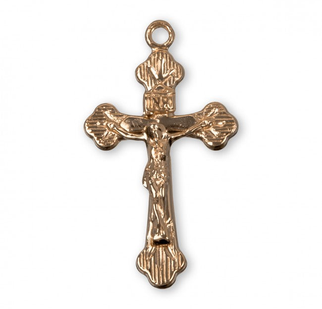 Flare Tipped Crucifix 16kt Gold over Sterling Silver Pendant — 18" Chain