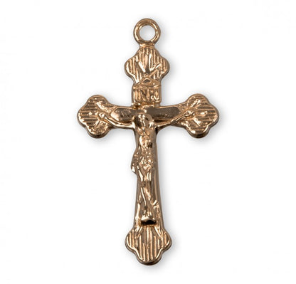 Flare Tipped Crucifix 16kt Gold over Sterling Silver Pendant — 18" Chain