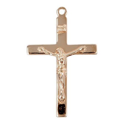 High Polished Crucifix 16kt Gold over Sterling Silver Pendant — 20" Chain