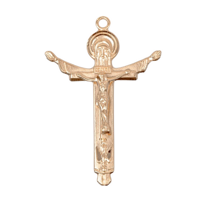 Holy Trinity Gold Over Sterling Silver Crucifix — 18" Chain, Gift Box Included
