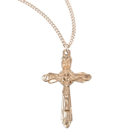 Gold Plated Sterling Silver Crucifix, Catholic Gift, Made in USA
