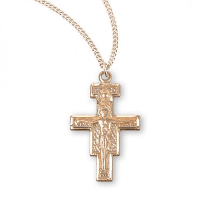 San Damiano Gold Plated Sterling Silver Crucifix, Catholic Gift, Made in USA