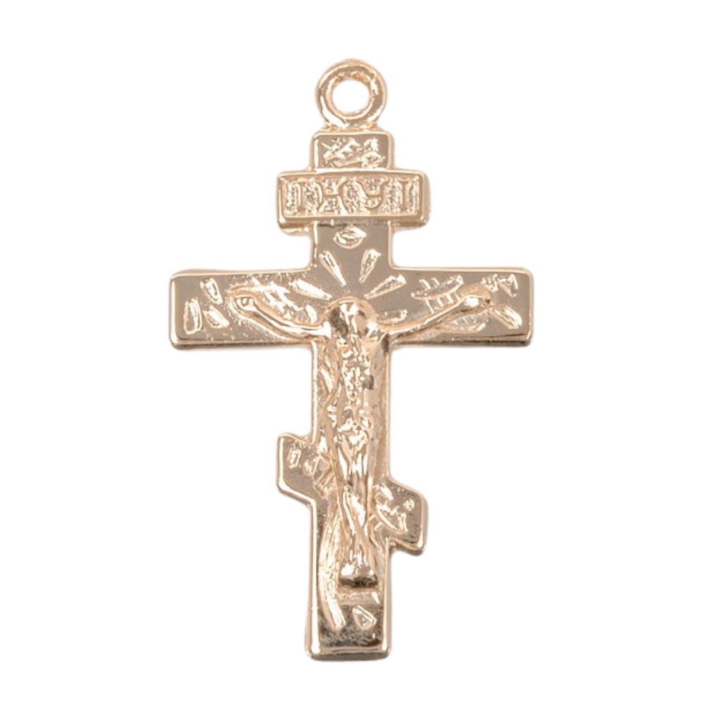 Byzantine Crucifix 16kt Gold Over Sterling Silver Pendant — 18" Gold Chain