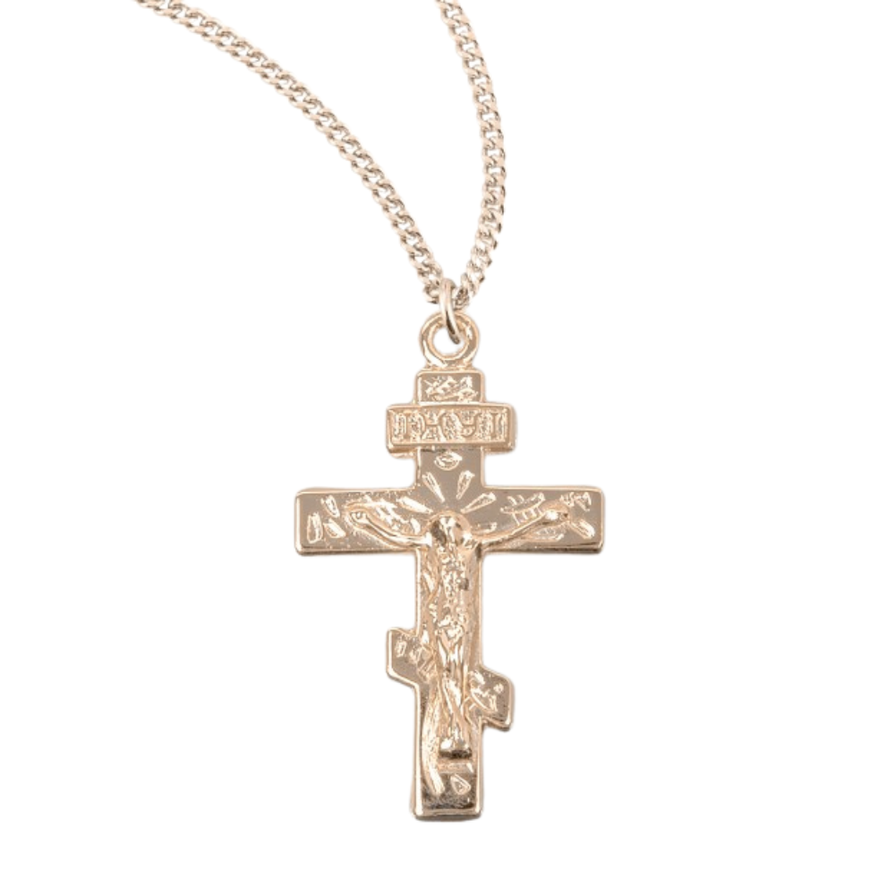 Byzantine Gold Plated Sterling Silver Crucifix, Catholic Gift, Made in USA