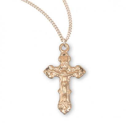 Gold Plated Sterling Silver Fancy Filigree Crucifix, Catholic Gift, Made in USA