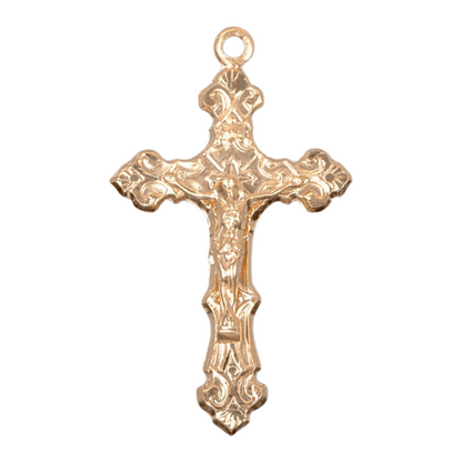 Filigree Crucifix 16kt Gold Over Sterling Silver Pendant — 18" Chain, Gift Box