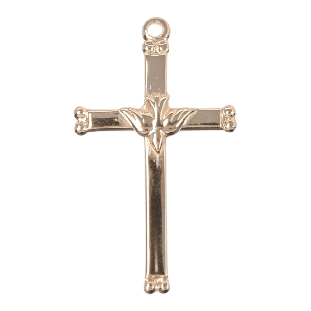 Holy Spirit Cross 16kt Gold over Sterling Silver Pendant — 18" Chain, Gift Box