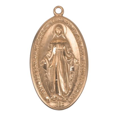 Miraculous Medal 16kt Gold Over Sterling Silver Pendant — 24" Chain, USA Made