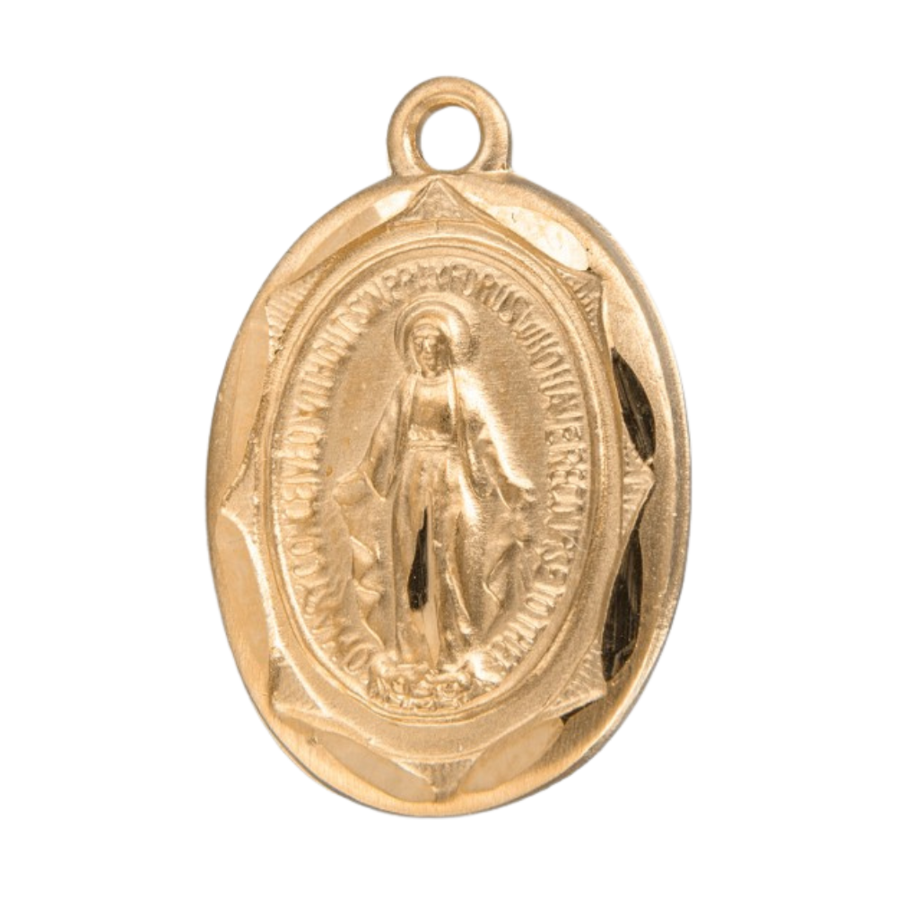 Miraculous Medal 16kt Gold Over Sterling Silver Oval Pendant — 18" Chain