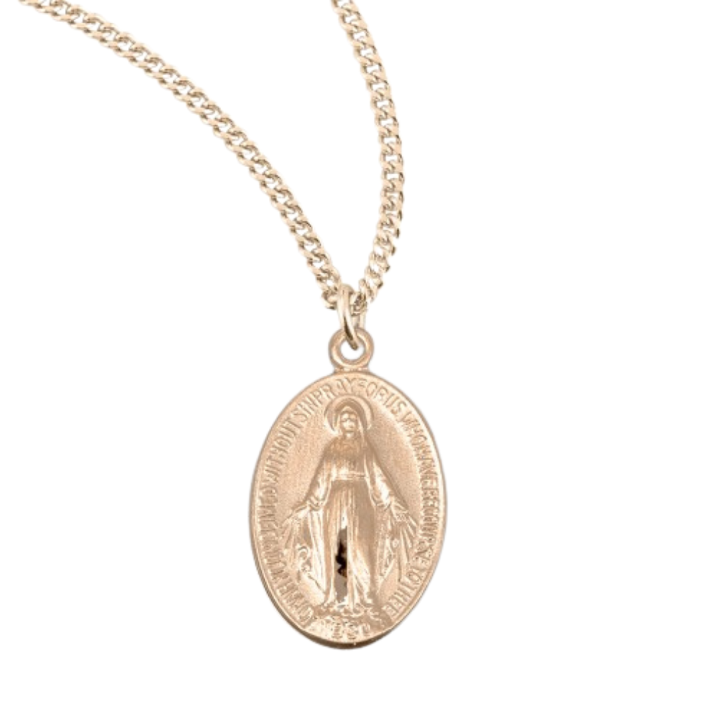 Gold Plated Sterling Silver Miraculous Medal, Catholic Gift, Made in USA