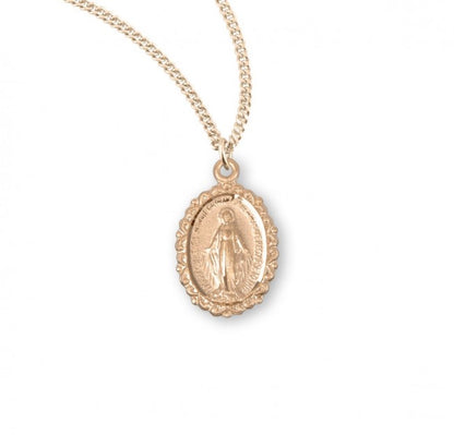 Gold Plated Sterling Silver Oval Miraculous Medal, Catholic Gift, Made in USA
