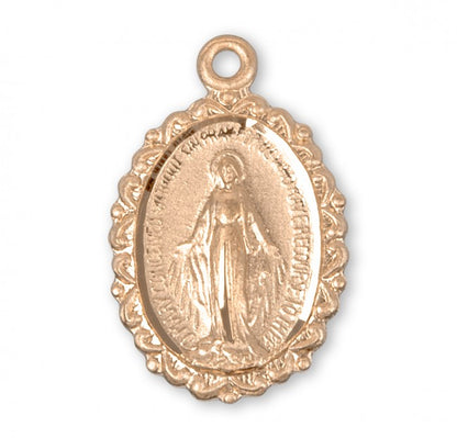 Miraculous Medal 16kt Gold Over Sterling Silver Pendant — 18" Chain, Made in USA