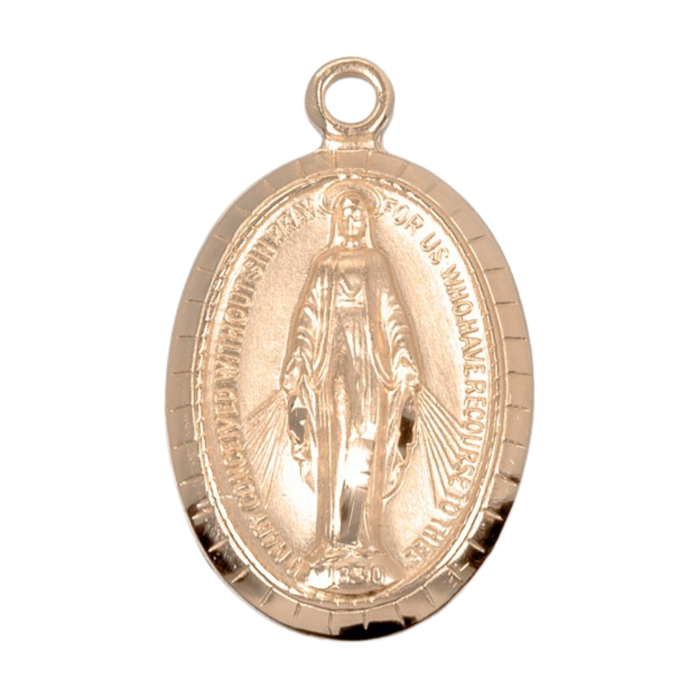 Miraculous Medal 16kt Gold Over Sterling Silver Pendant — 18" Chain, Gift Box