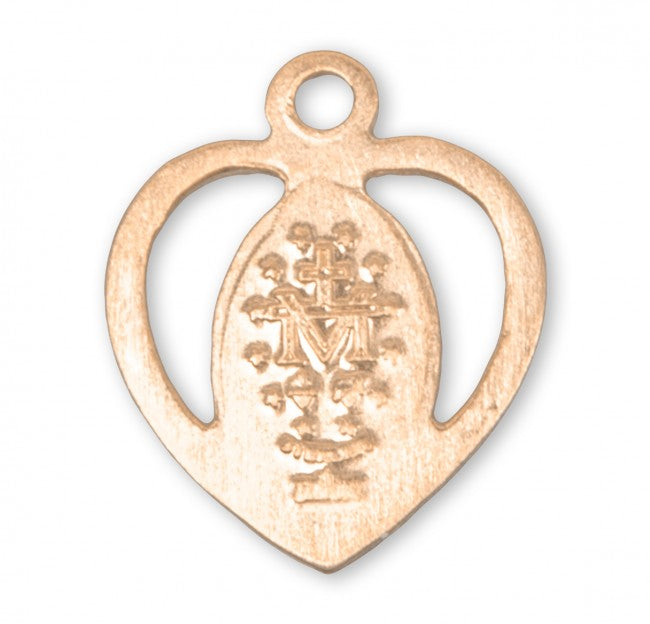 Miraculous Medal 16kt Gold Over Sterling Silver Heart Pendant — 18" Chain