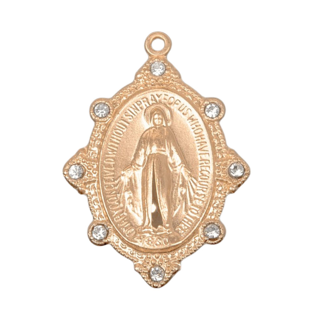Miraculous Medal 16kt Gold Over Sterling Silver Pendant — 18" Chain, Gift Box