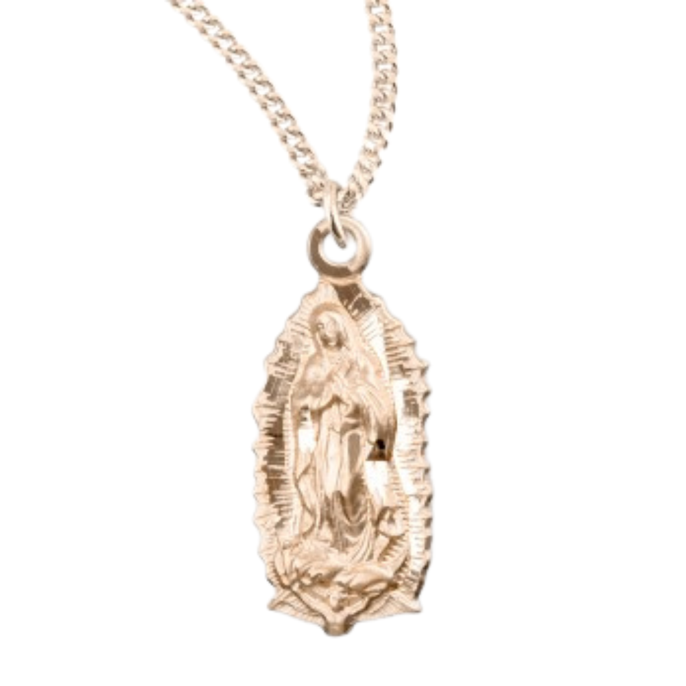 Our Lady of Guadalupe Gold Plated Sterling Silver Medal, Catholic Gift, Made in USA
