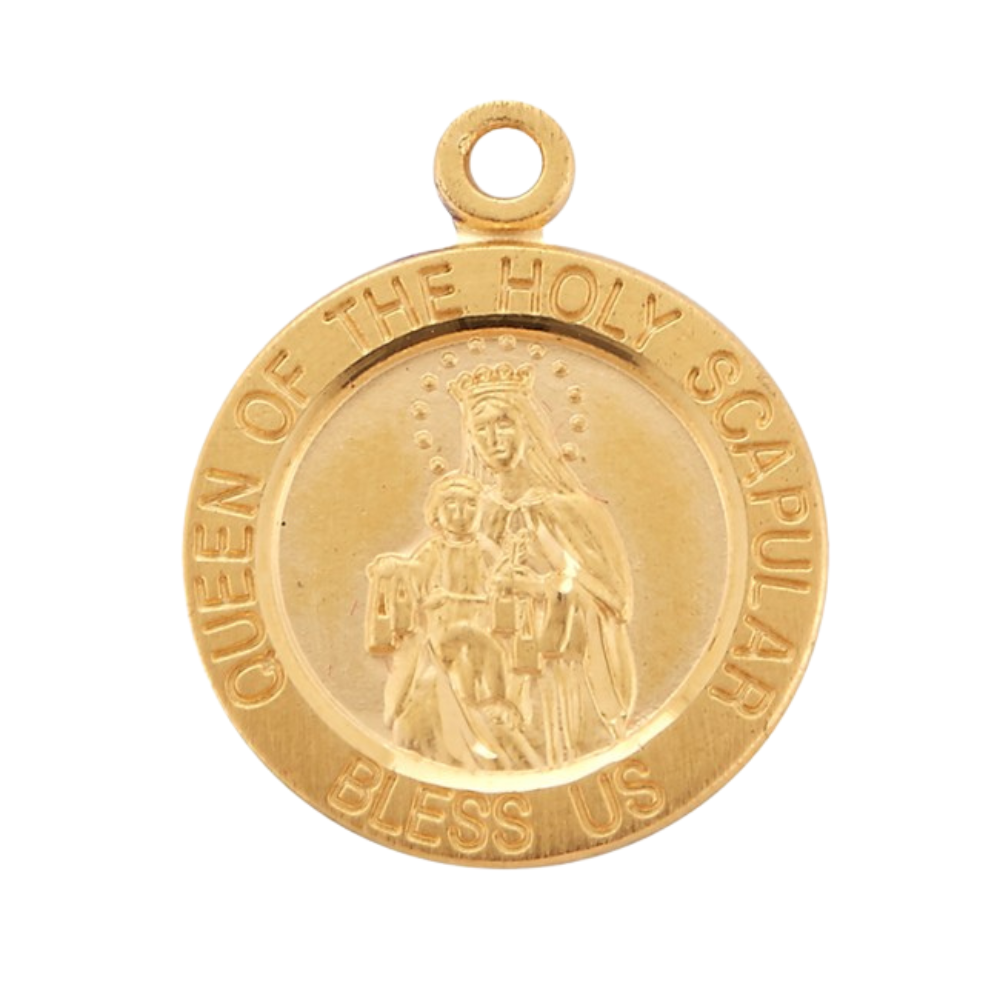 Holy Scapular 16kt Gold Over Sterling Silver Medal — 18" Chain, Made in USA
