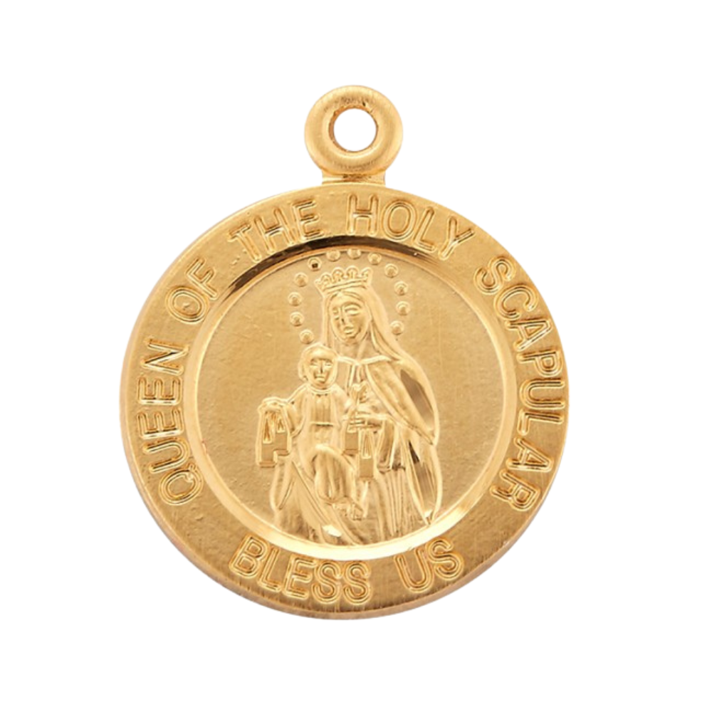 Holy Scapular Gold Over Sterling Silver Medal Necklace — 18" Chain, Gift Box