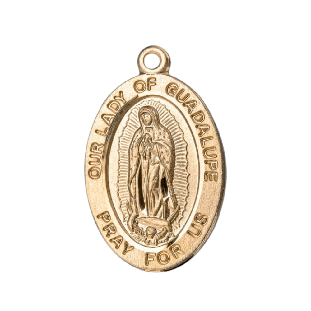 Our Lady of Guadalupe 16kt Gold Over Sterling Medal — 18" Chain, Made in USA