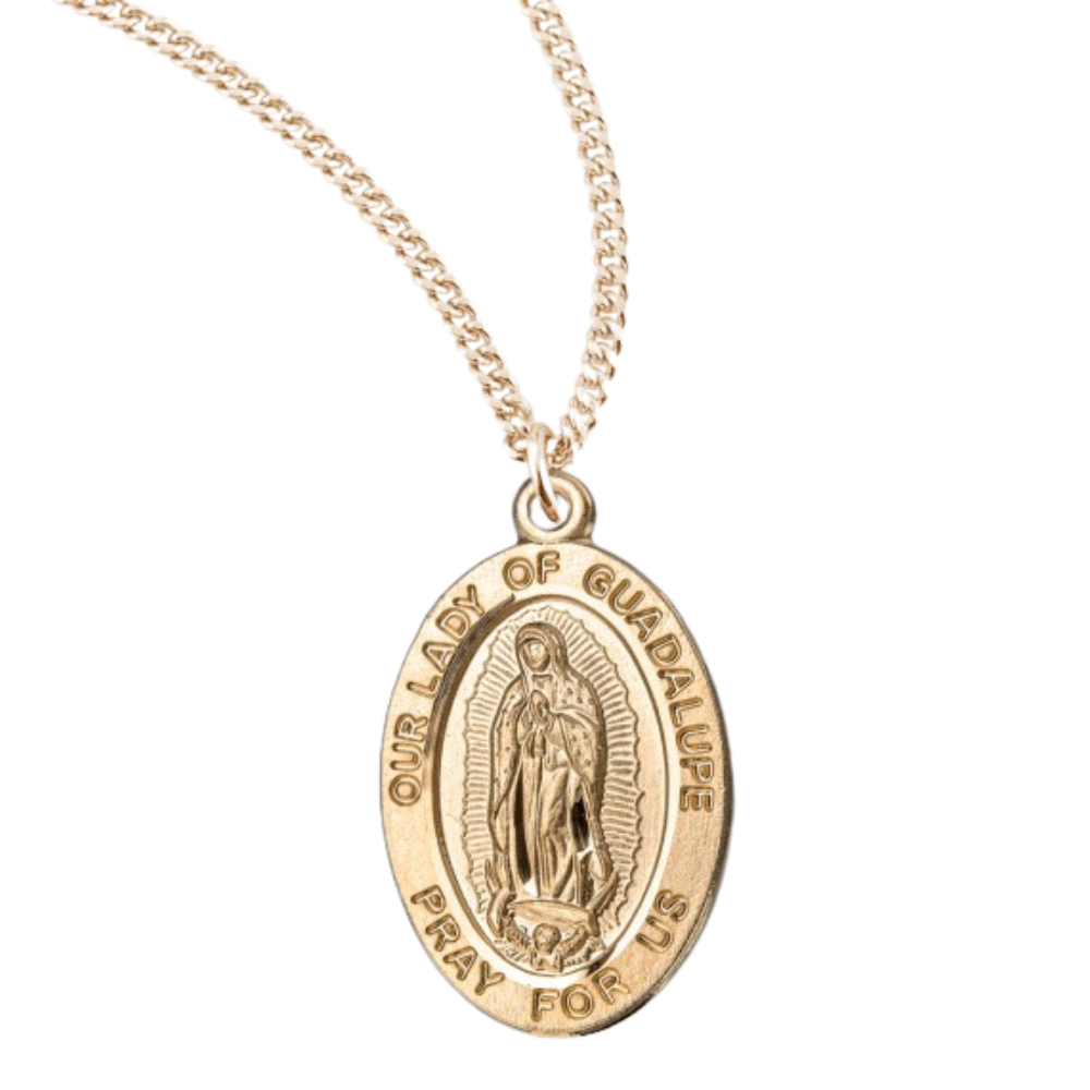 16kt Gold Plated Sterling O.L. Guadalupe , Catholic Gift, Made in USA