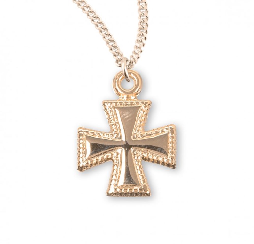 Gold Plated Sterling Silver Beaded Cross, Catholic Gift, Made in USA