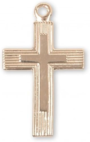 Gold Over Sterling Silver Cross Pendant Necklace — 18" Chain, Made in USA