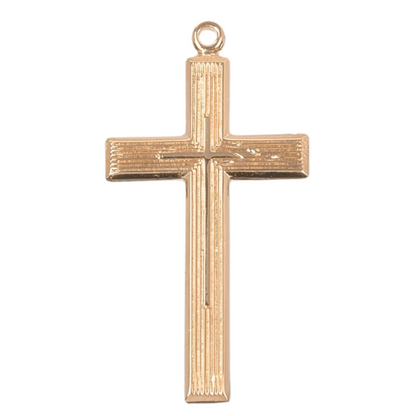 Gold Over Sterling Silver Inlayed Cross Necklace — 18" Chain, Made in USA