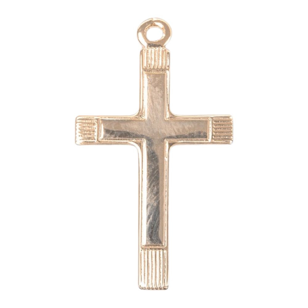 Fancy Cross 16kt Gold Over Sterling Silver Pendant — 18" Chain, Made in USA