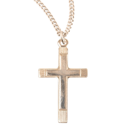 Fancy Gold Plated Sterling Silver Cross, Catholic Gift, Made in USA