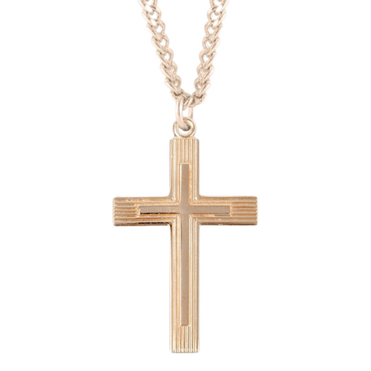 Gold Plated Sterling Silver Cross, Catholic Gift, Made in USA