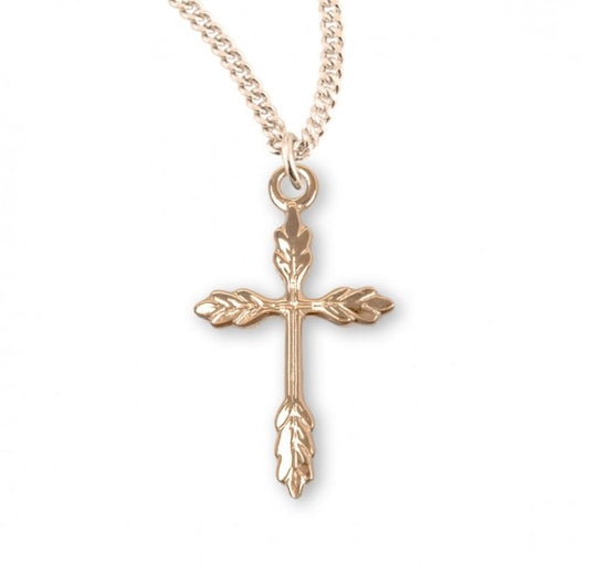 Gold Plated Sterling Silver Wheat Cross, Catholic Gift, Made in USA