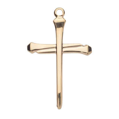 Nail Cross 16kt Gold Over Sterling Silver Pendant — 24" Chain, Gift Box