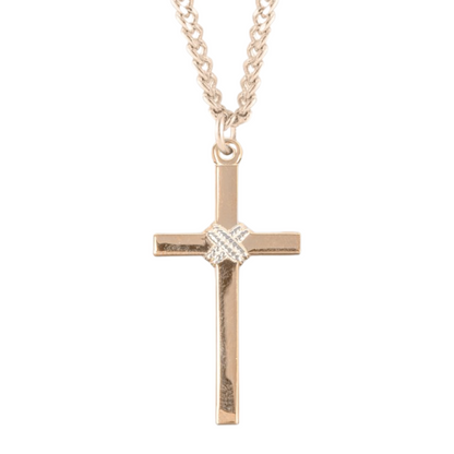 Two-Tone Gold Plated Sterling Silver Cross, Catholic Gift, Made in USA
