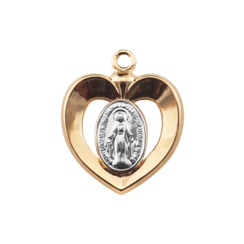 Miraculous Medal Two-Tone Gold Over Sterling Silver Pendant — 18" Chain, USA Made