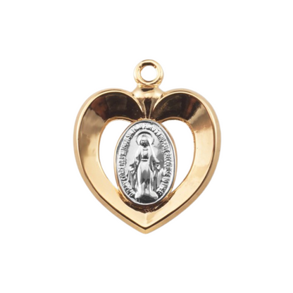 Miraculous Medal Two-Tone Gold Over Sterling Silver Pendant — 18" Chain, USA Made