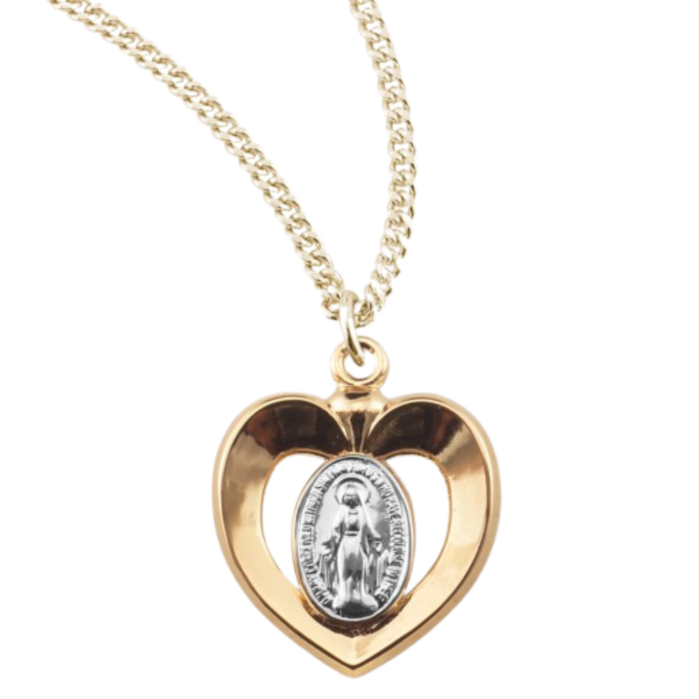 Gold Plated Sterling Silver Two-Tone Miraculous Medal, Catholic Gift, Made in USA