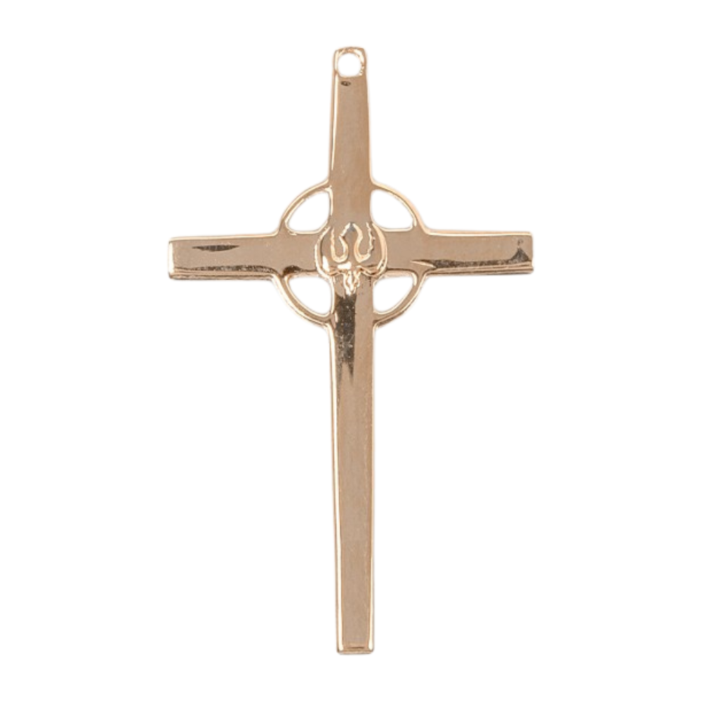 Holy Spirit Gold Over Sterling Silver Cross — 18" Chain, Made in USA, Gift Box