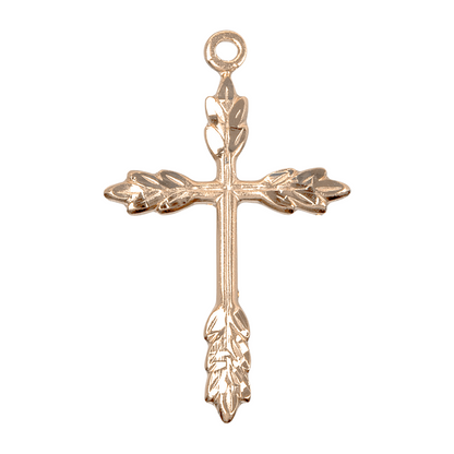 Wheat Cross 16kt Gold Over Sterling Silver Pendant Necklace — 18" Chain, Gift Box