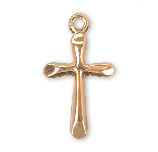 High Polished Cross Sterling Silver Pendant Necklace - 18 Inch Chain, Made in USA