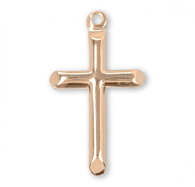 High Polished Cross 16kt Gold Over Sterling Silver Pendant — 18" Chain, Gift Box