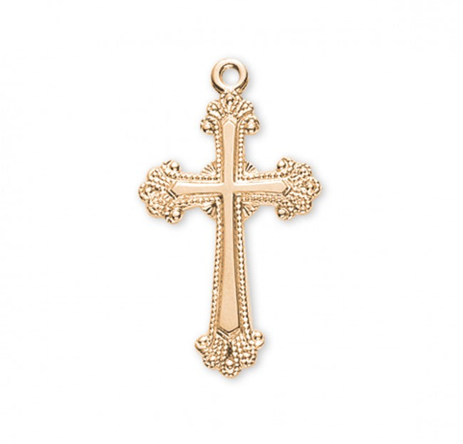 Cross 16kt Gold Over Sterling Silver Pendant — 18" Chain, Gift Box Included