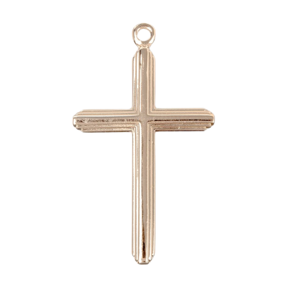 Inlay Cross Gold Over Sterling Silver Pendant — 20" Chain, Made in USA, Gift Box
