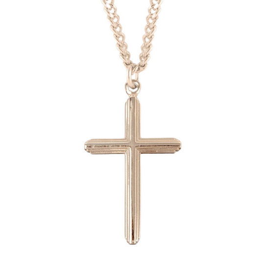 Gold Plated Sterling Silver Inlay Cross, Catholic Gift, Made in USA